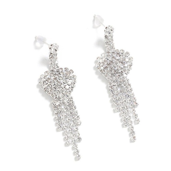 Rhinestone White Austrian Crystal Bracelet (6.00 In) attached Ring Size 6 Cuff - Picture 4 of 10